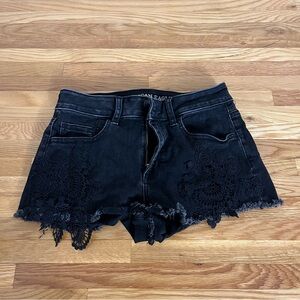 American Eagle Outfitters Women's Black Lace Trim Shorts
